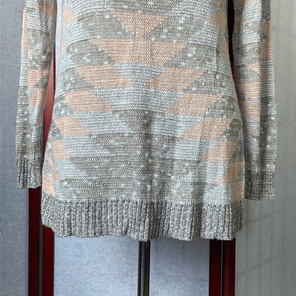 Absolutely Creative Worldwide Shimmering Aztec Cowl Neck Sweater (Medium) - Picture 6 of 10